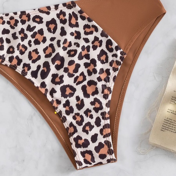 Boho Leopard Print One Shoulder Bikini Beach - Picture 9 of 9